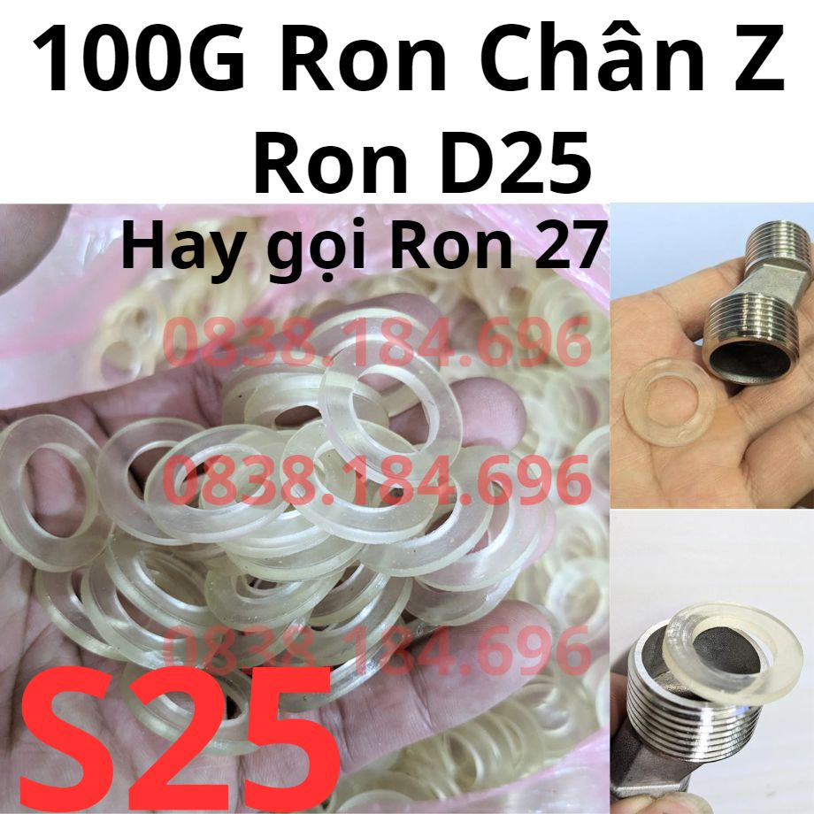 100gr ron 21 dùng cho vòi xịt vòi sen d18mm. ron 27 cho chân z, chân đồng hồ nước d25mm