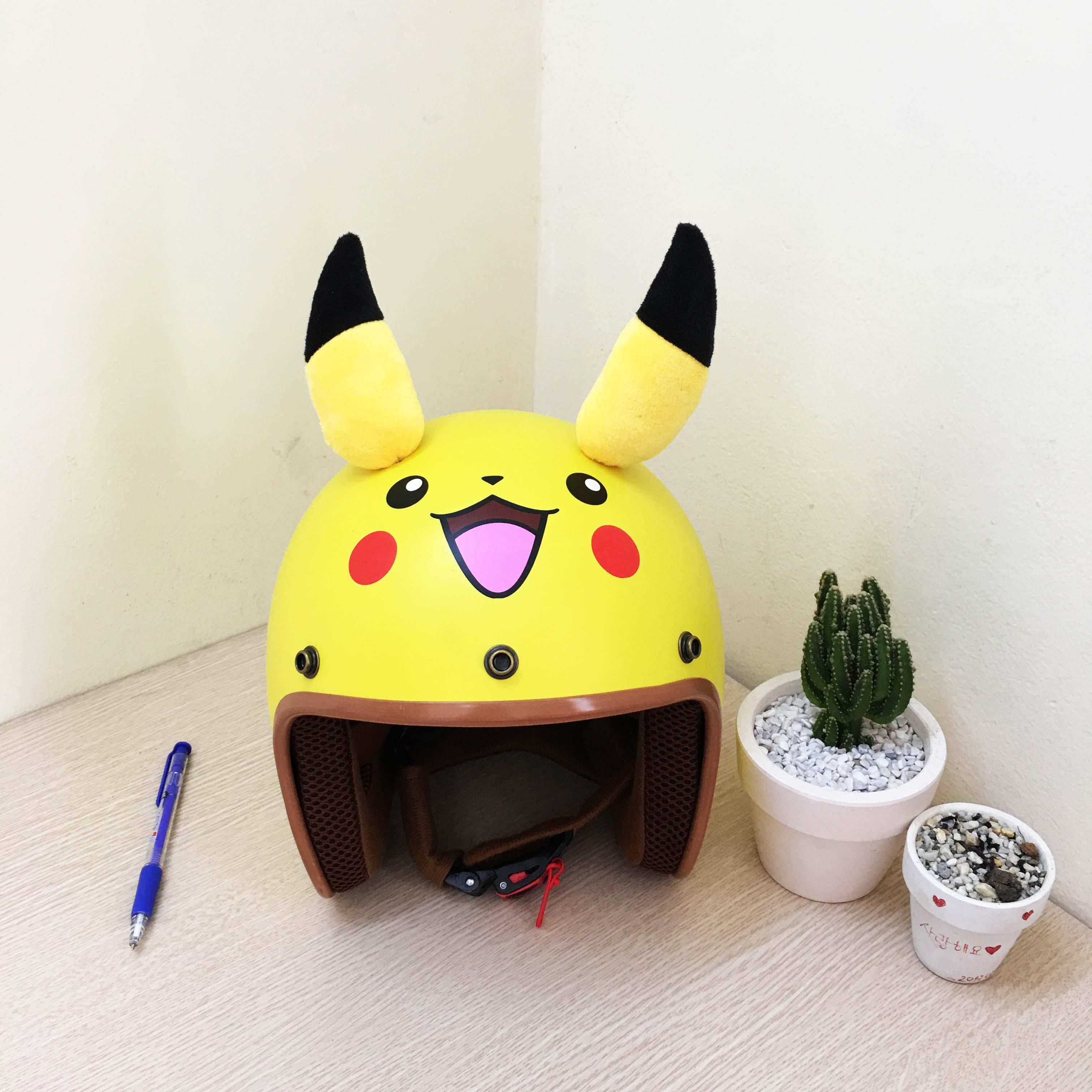 Mũ bảo hiểm 3/4 Pikachu hàng cao cấp ảnh thật