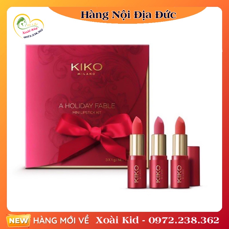 Set Son Kiko Holiday 3 cây mini 2021 [ Nội địa Đức Đủ Bill]