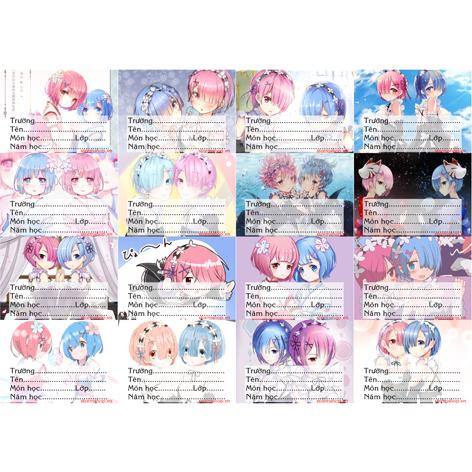 [HCM]Nhãn vở anime Re:zero combo 3 set 48 nhãn
