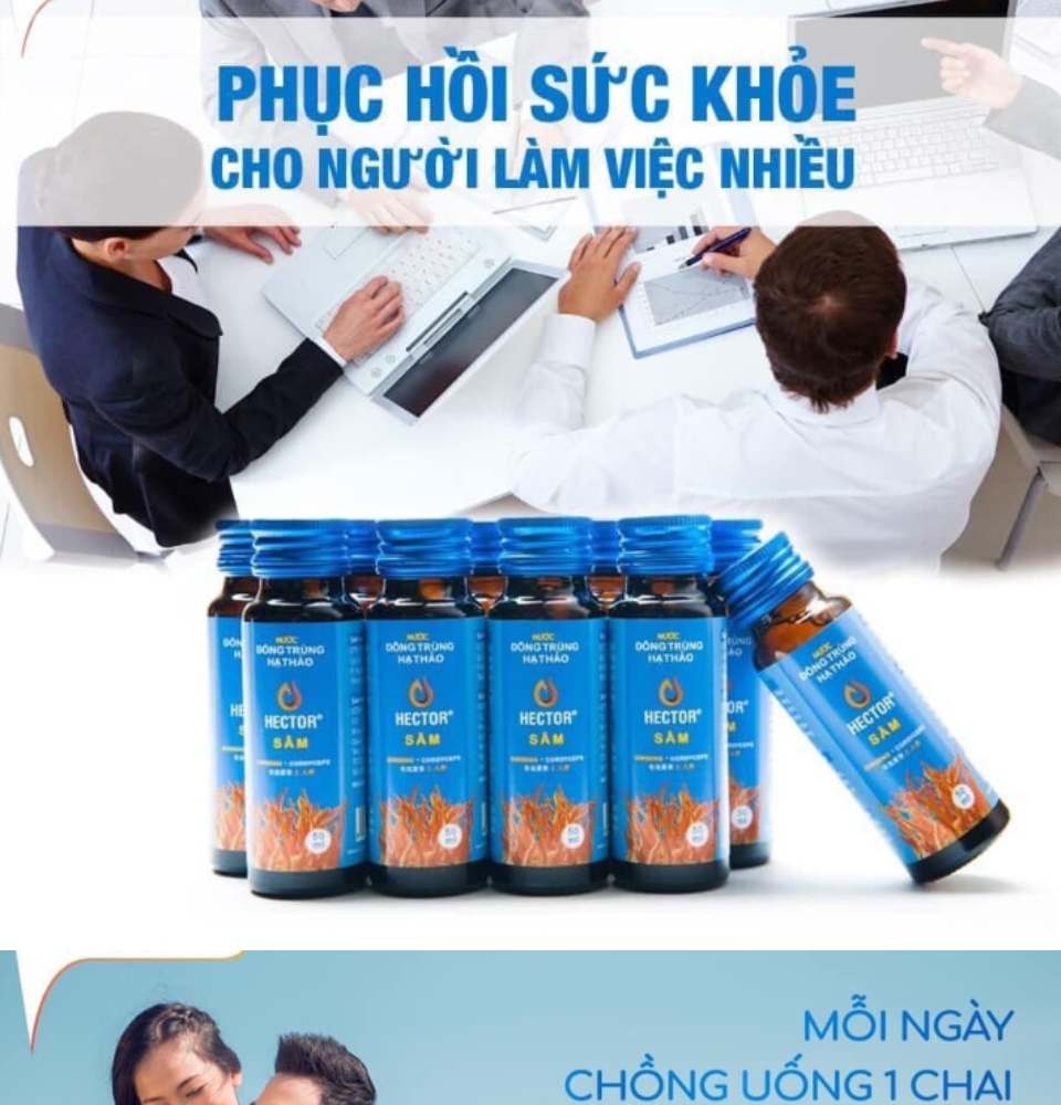 (CHÍNH HÃNG) 01 Hộp Đông Trùng Hạ Thảo Hector Sâm (10 chai/ hộp)