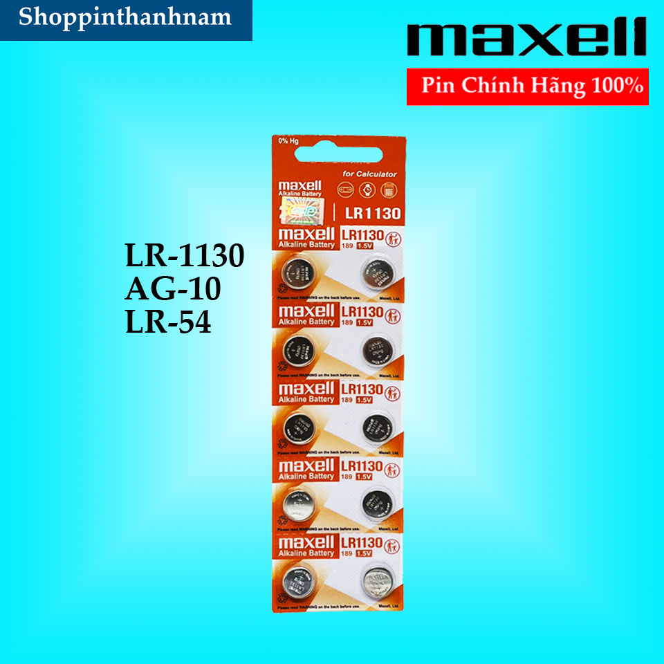 Pin LR1130 Maxell LR54 AG10 Vỉ 10 Viên Chính Hãng Thay Máy Tính Casio
