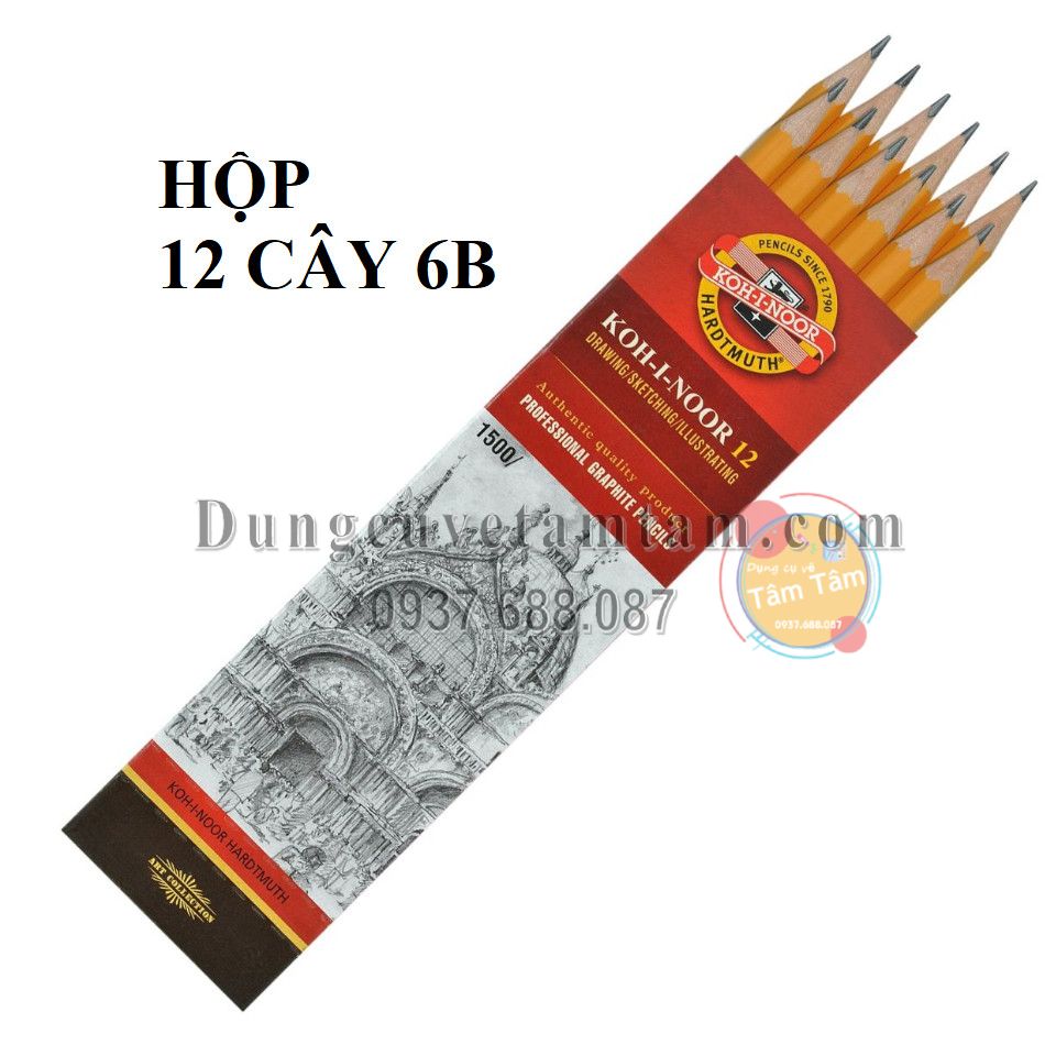 1 hộp 12 cây chì vẽ phác thảo, chì koh chính hãng -dụng cụ vẽ tâm tâm