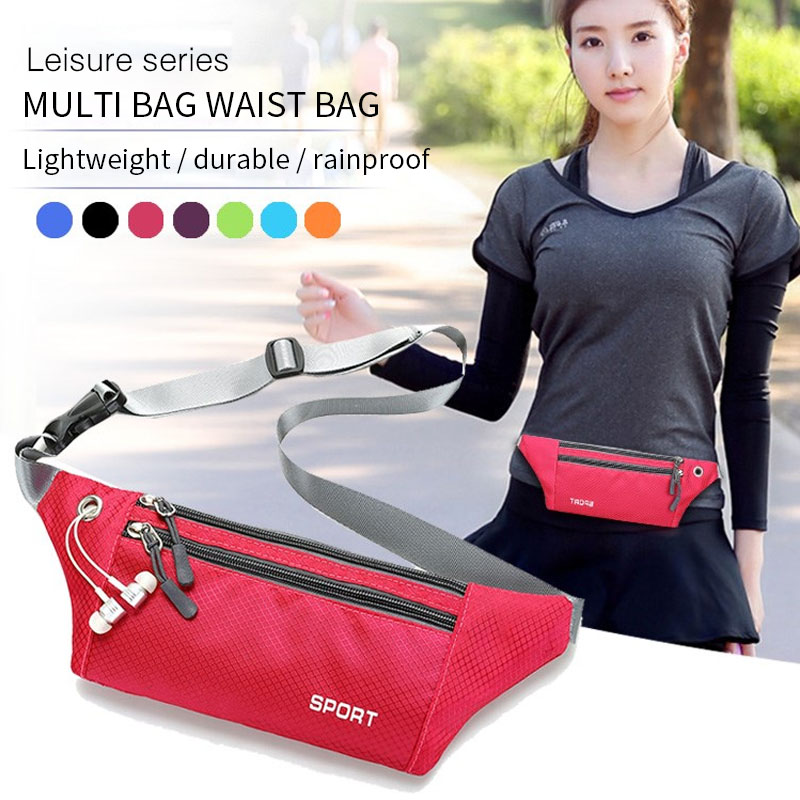 1 x Bag Fashion Women/Men Running Waist Packs Waterproof Multi-Pockets Fanny Pouch Casual Sport Bum Satchel Canvas Belt Bags