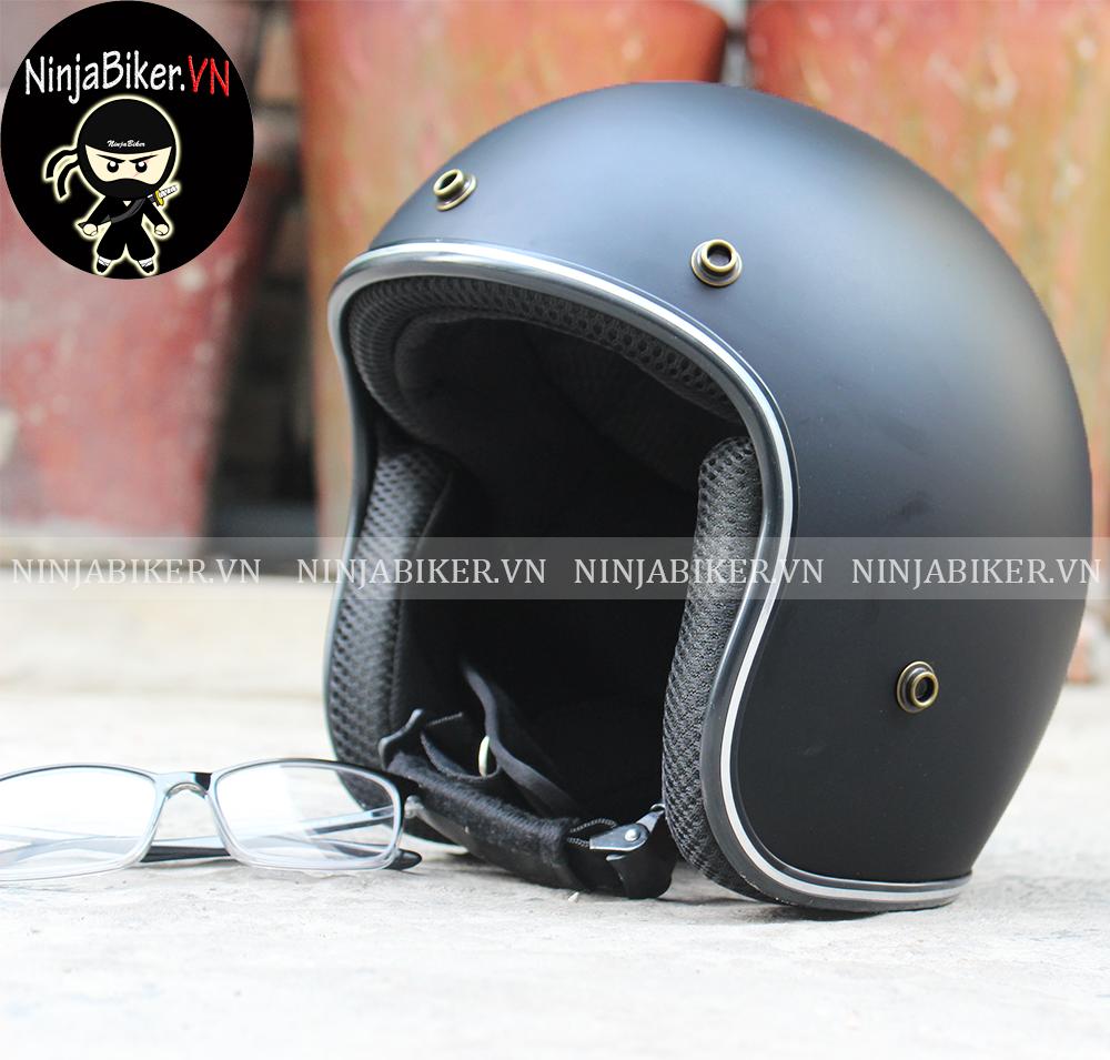 Nón bảo hiểm NTMAX 3/4 gắn kính - ĐEN FULL