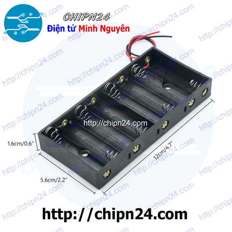 [1 cái] (C54) Hộp Đế pin 8 viên AA THẲNG (12V)