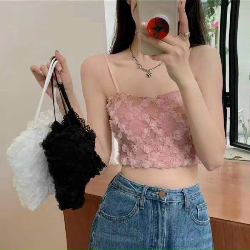 Áo bra ren hoa hồng 3 màu