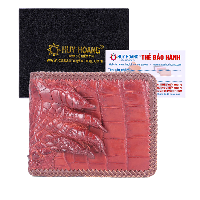 The men's crocodile skin leather wallet with hibernation red brown hk2718