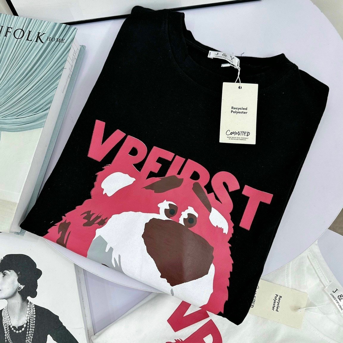 ÁO THUN CẶP ĐÔI TAY LỠ LOGO GẤU VRFIRST