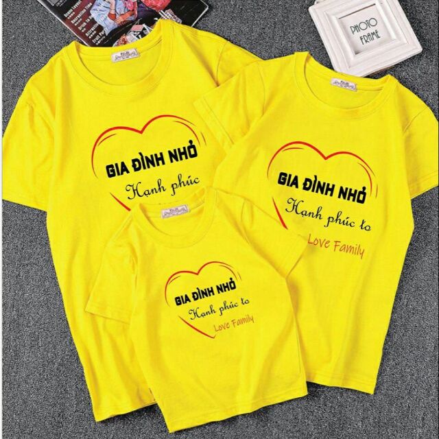 Áo gia đình nhỏ HẠNH PHÚC TO TRÁI TIM, set phôgn suông du lịch chụp ảnh kỷ niệm đẹp