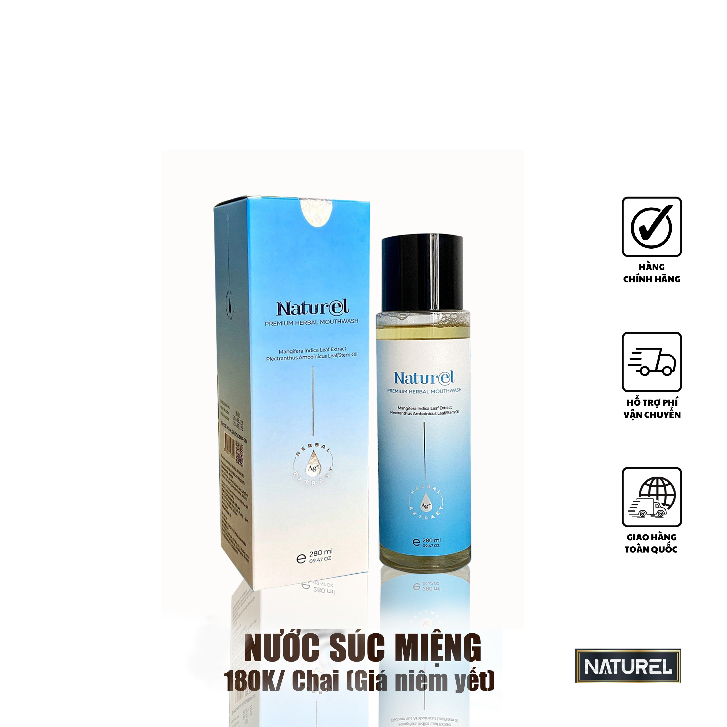 Nước súc miệng thảo mộc cao cấp naturel herbal mouthwash 300ml