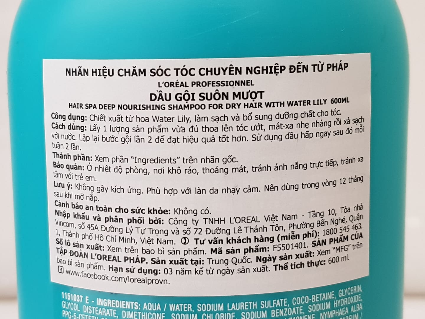 Dầu Gội Chăm Sóc Tóc Suôn Mượt L'OREAL PRO SALON 600ml