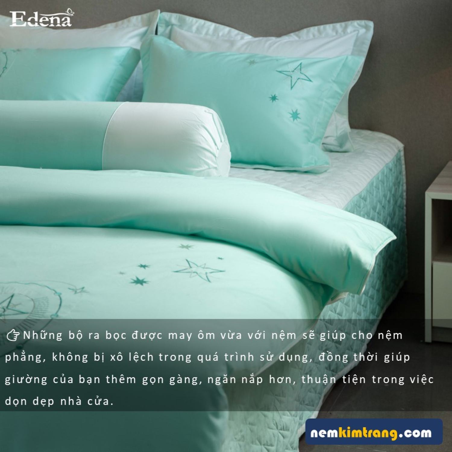 GA (Drap) Nệm Coton Solid Edena Mẫu 376 - CHÍNH HÃNG, CAO CẤP