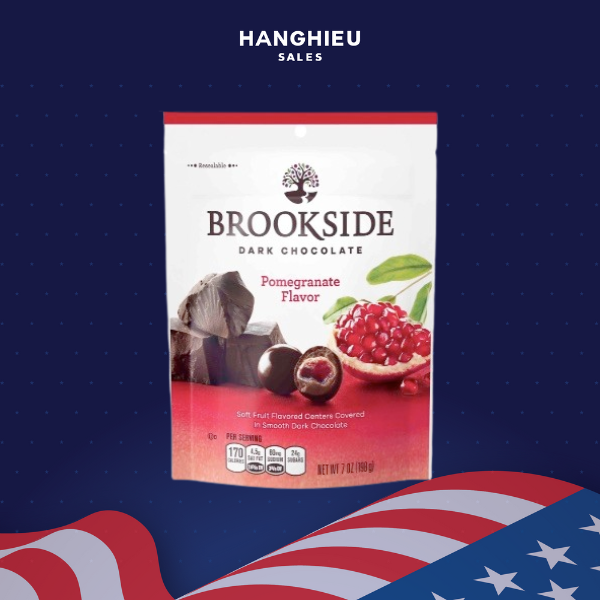 Socola đắng nhân trái cây Blueberry/ Raspberry/ Pomegranate Brookside 198gr Mỹ