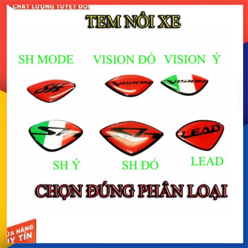 Tem nổi dán mặt nạ sh, vision, lead , sh mode lưu ý hàng phản quang 3m