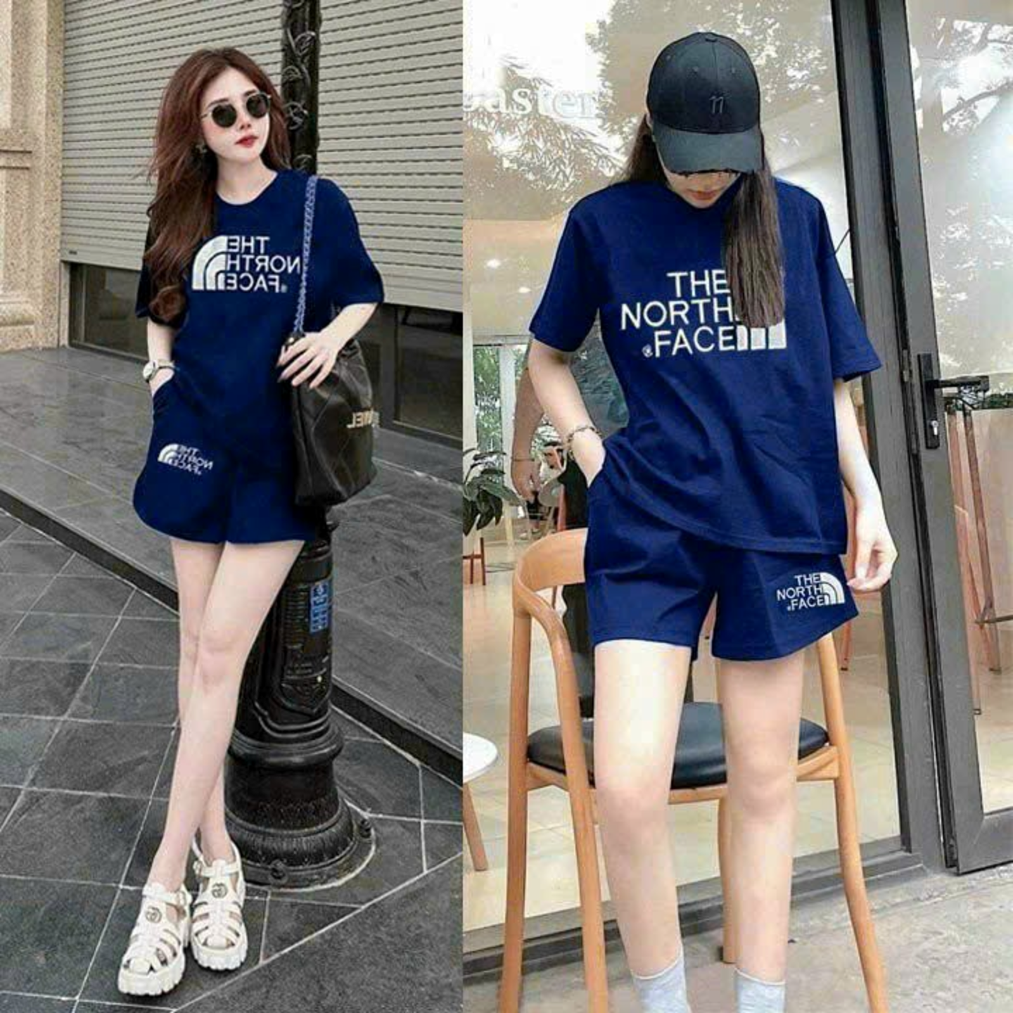 set đồ bộ short thun cotton thêu logo cao cấp