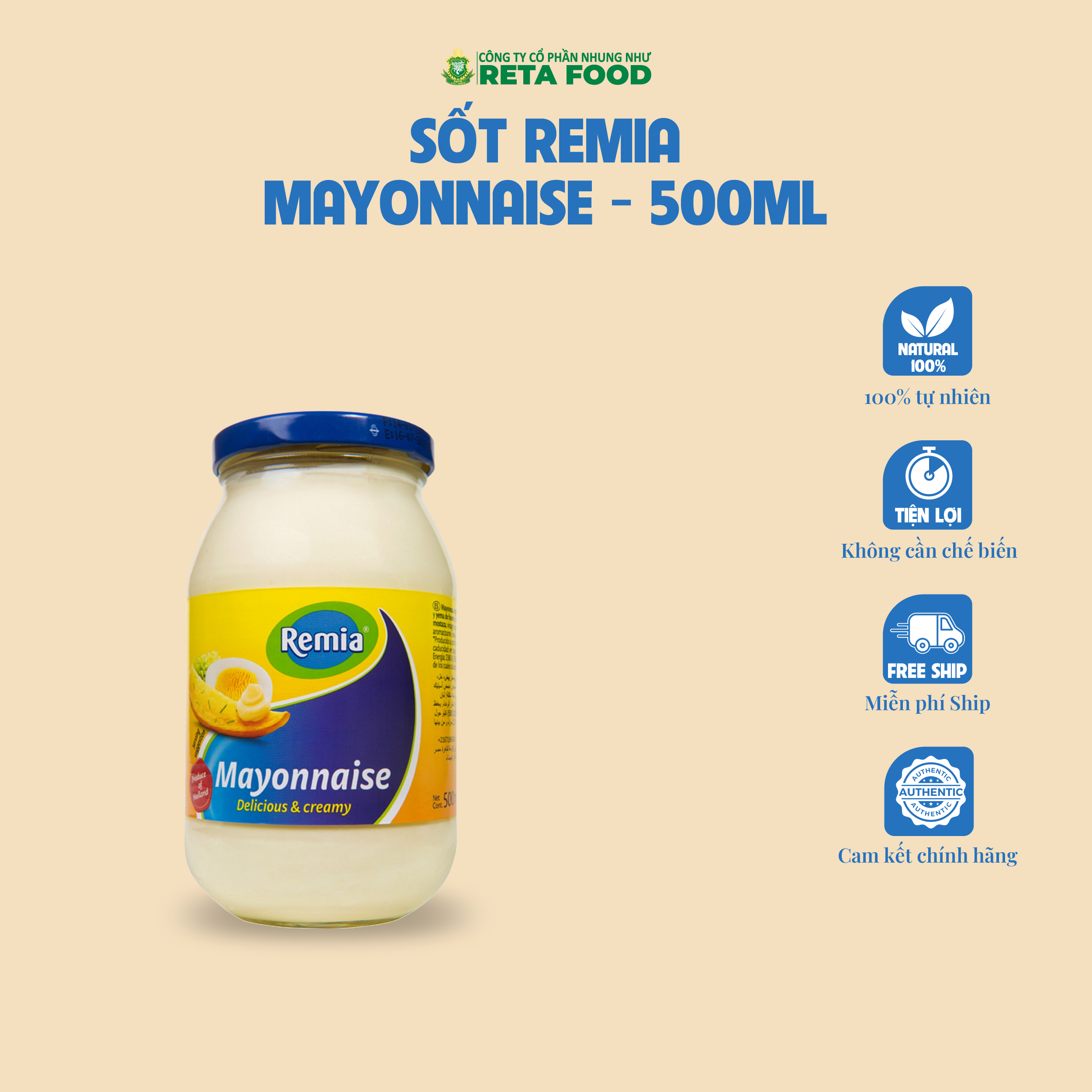 Sốt Remia - Mayonnaise 500ml