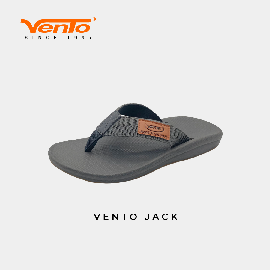 [VENTO CHÍNH HÃNG] [MẪU MỚI 2023] Dép SLIPPER VENTO JACK  màu Đen/Tro cho Nam[Full Size 39-44]
