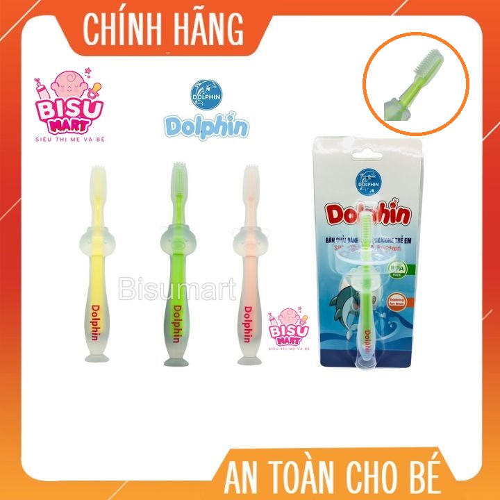 Bàn chải tập đánh răng silicone Dolphin cho bé