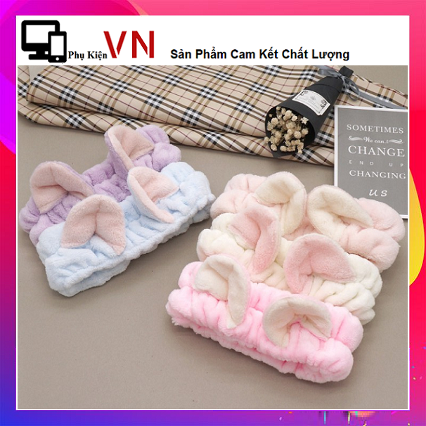Băng Đô Tai Mèo 3D Vải Nhung Chất Xịn Siêu Mềm Mượt - Băng đô rửa mặt cute | Bờm tai thỏ tai mèo 3D trang điểm dễ thương
