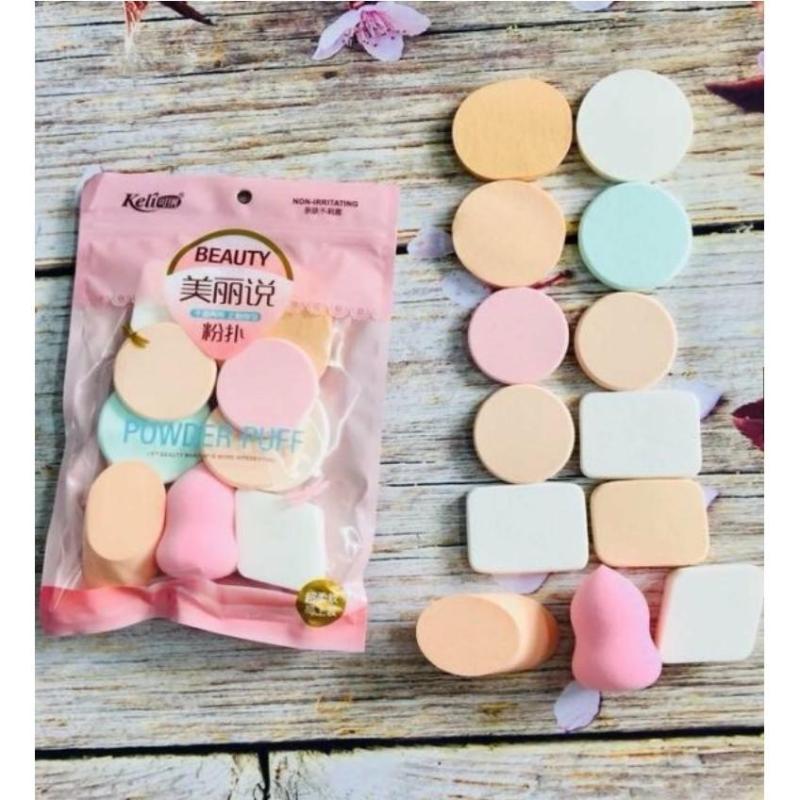 Bông Phấn Trang Điểm 13 Miếng Power Puff Cao Cấp! cao cấp