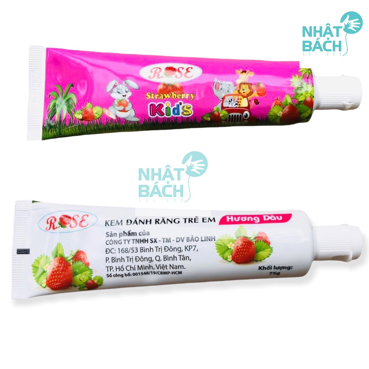 KEM ĐÁNH RĂNG EM BÉ ROSE 75GR (Hương Dâu - Cam)