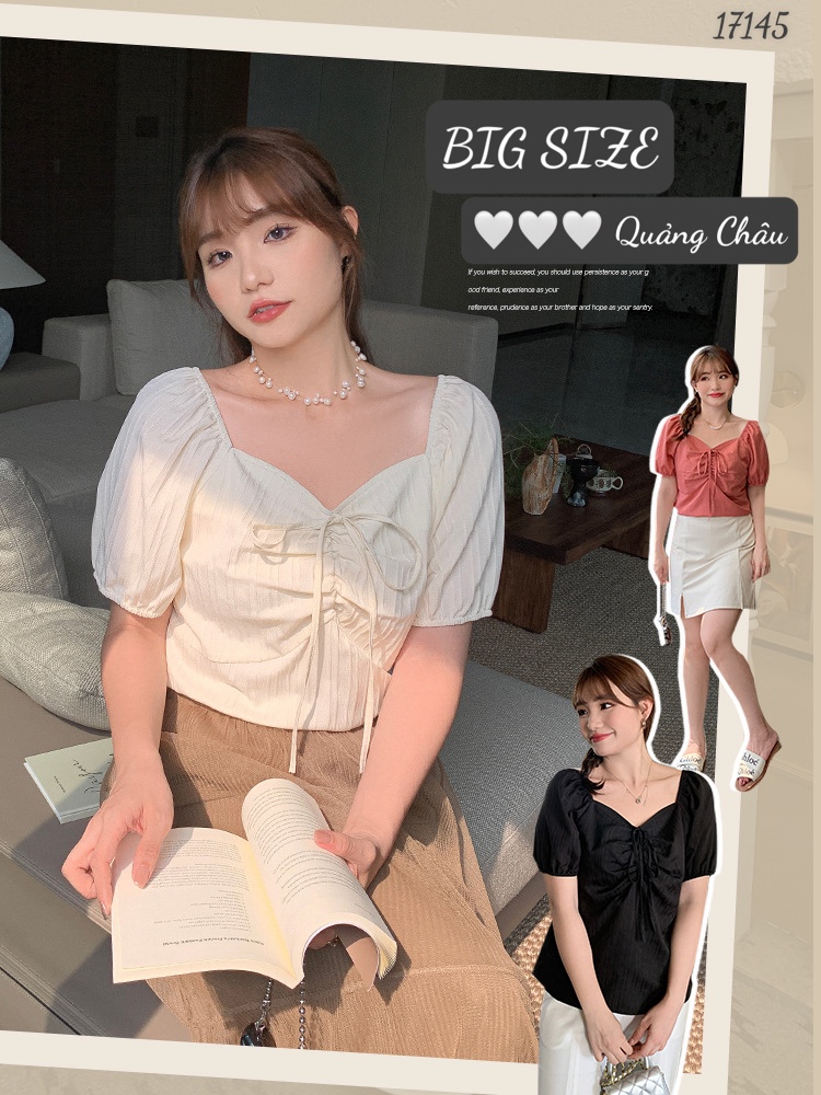 SALE Áo kiểu BIGSIZE nhúng nơ 17145