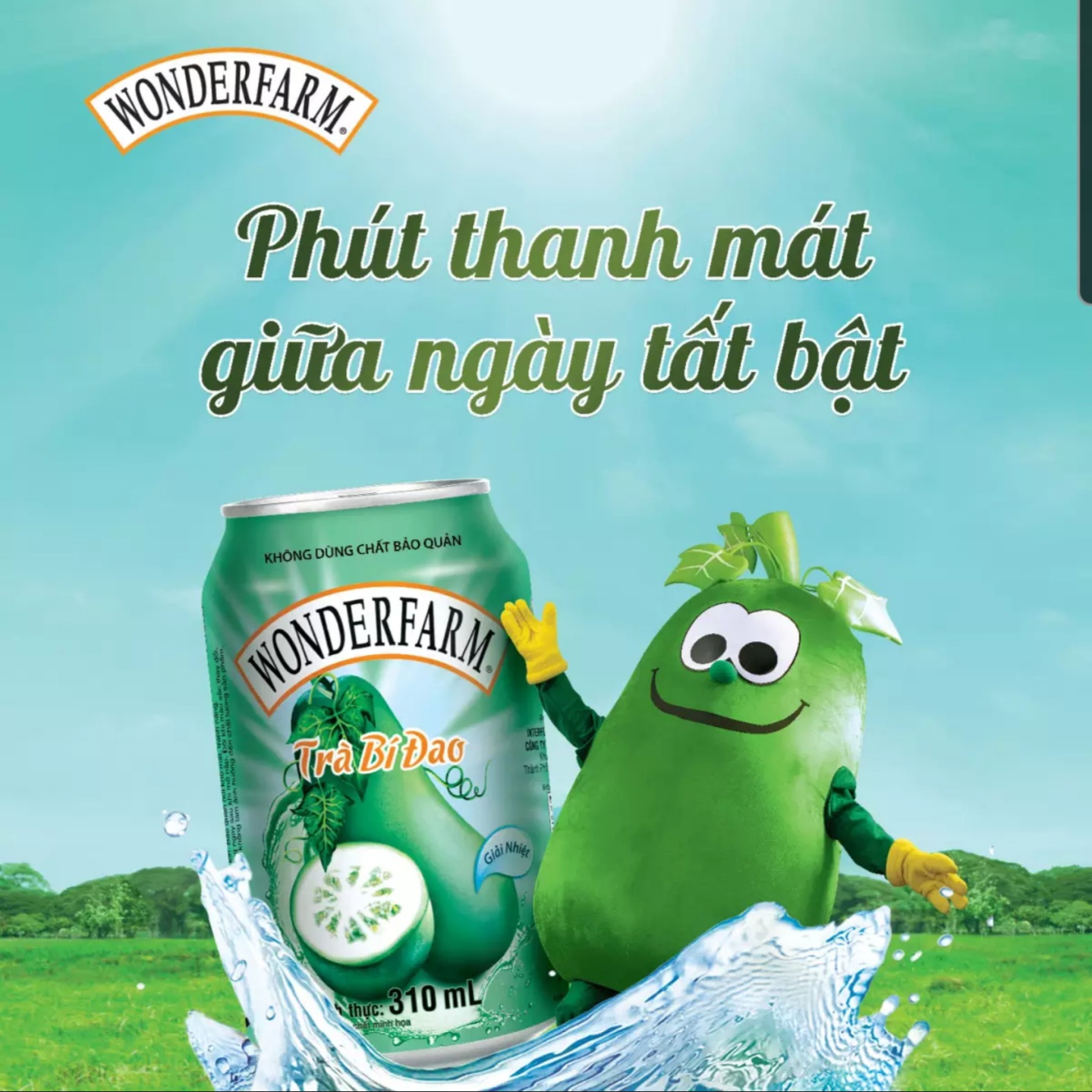 Thùng 24 Lon Trà Bí Đao Wonderfarm 310ml.