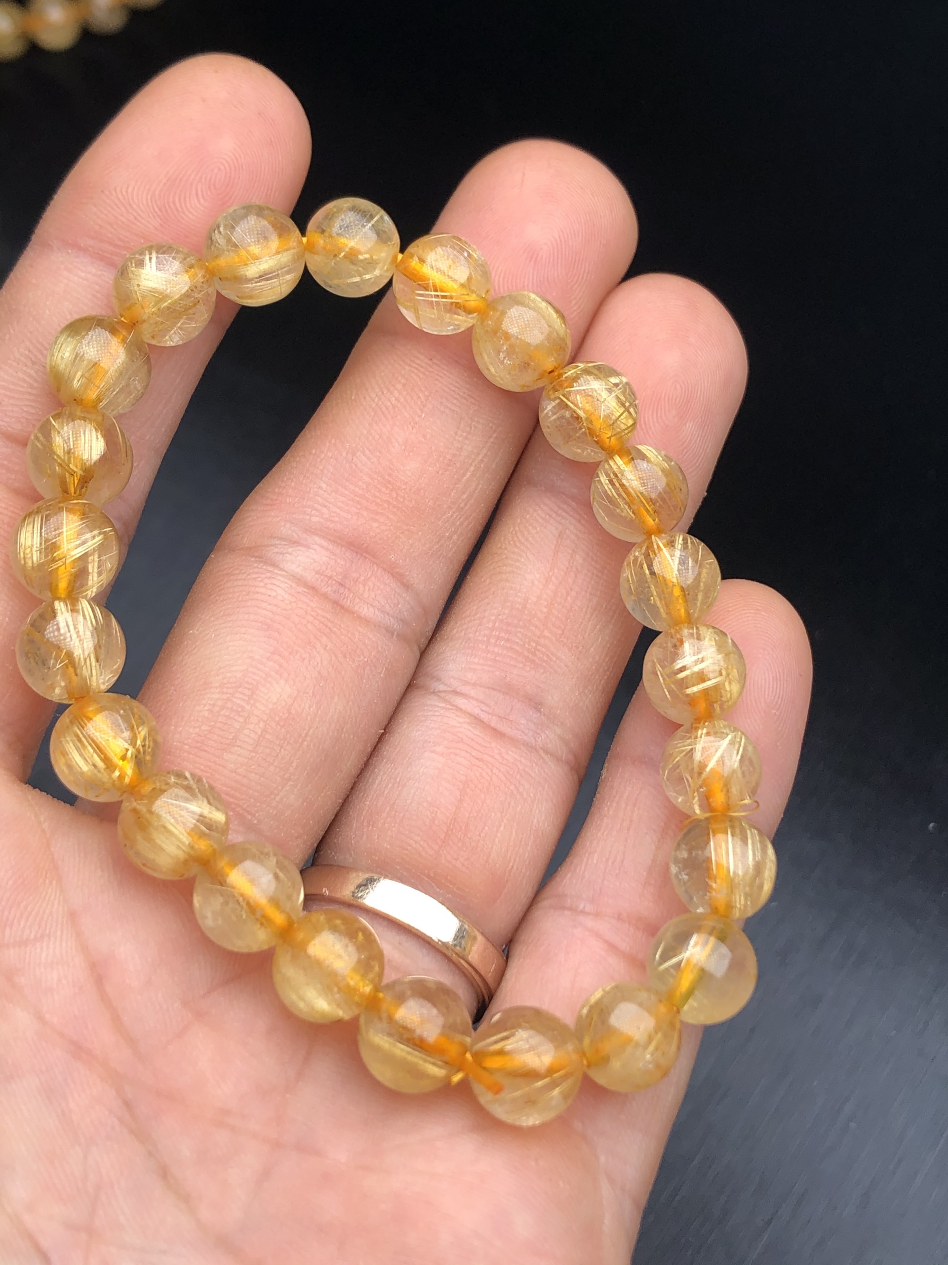 [FreeshipMAX] Vòng tay Đá Thạch Anh Tóc Vàng 8mm
