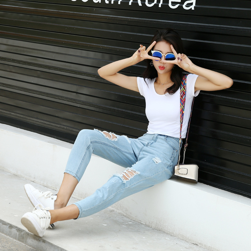 Quần jean nữ baggy kiểu rách 3028 màu xám 3lz-7