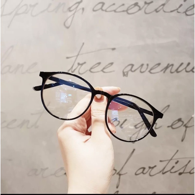 Mắt kính teen tròn ngố gọng nhựa nhẹ xinh xắn unisex nam nữ Tròng 0 độ - Bự Store