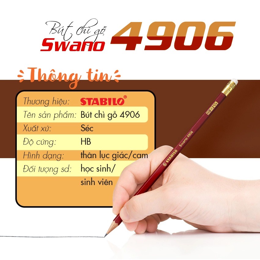 Bút chì gỗ STABILO Swano 4906 (PC4906-HB)
