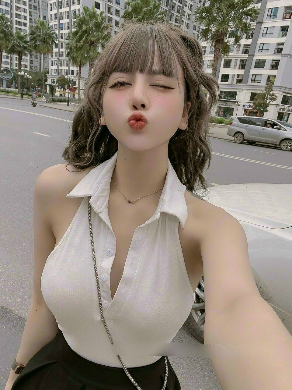 Áo ba cổ sát tay cổ bẻ cài nút sexy MC