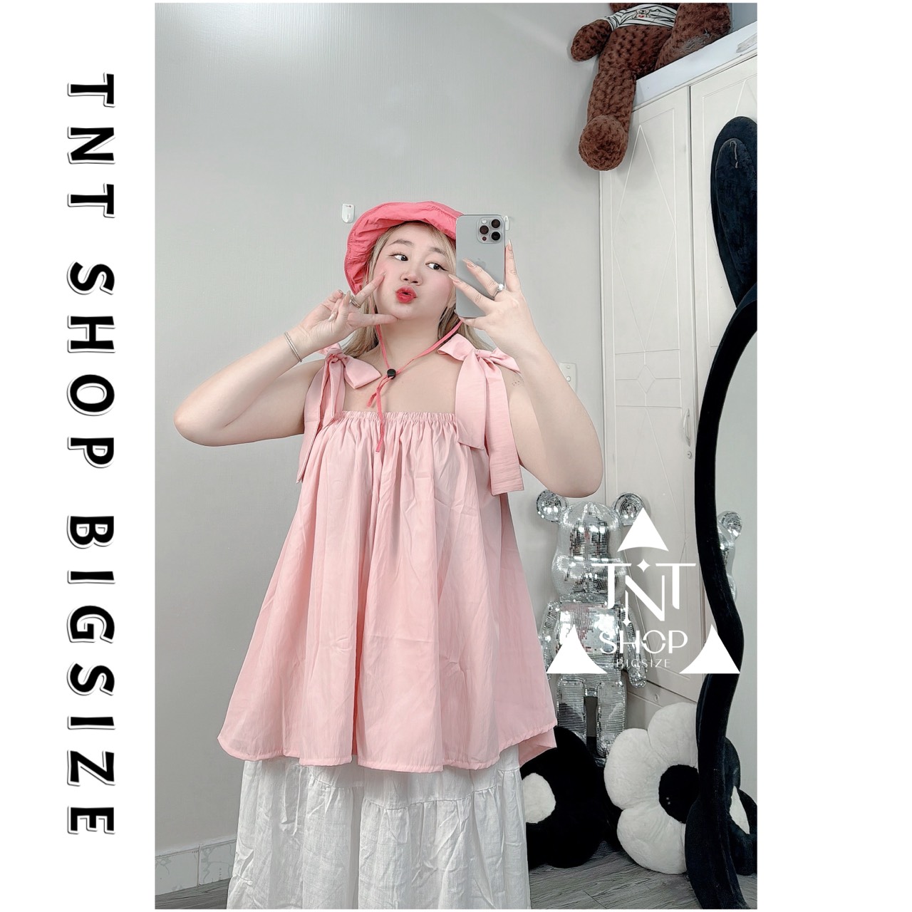 ÁO 2 DÂY CỘT NƠ BÁNH BÈO [ TNT SHOP BIGSIZE 60KG 90KG ]