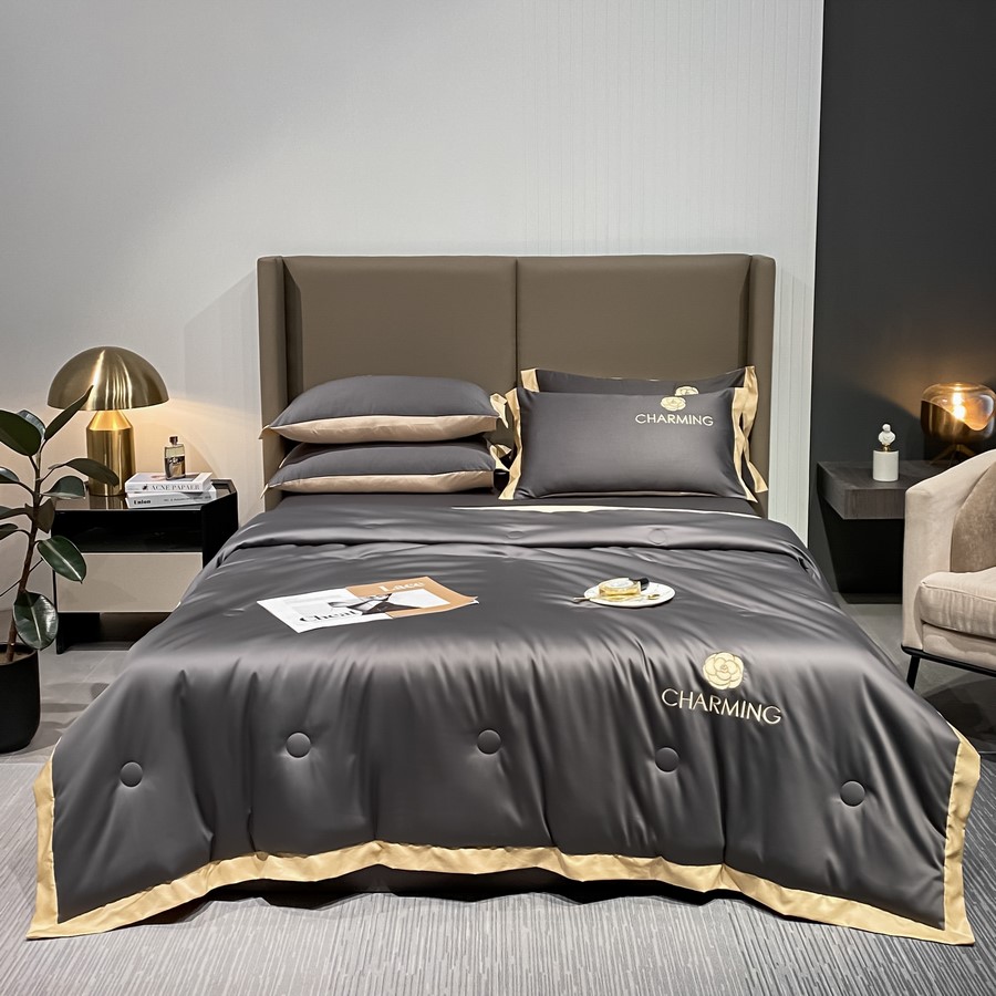 bộ chăn ga gối đệm 5 món phi lụa CHARMING sang xịn mềm mịn thoáng mát,miễn phí bo chun