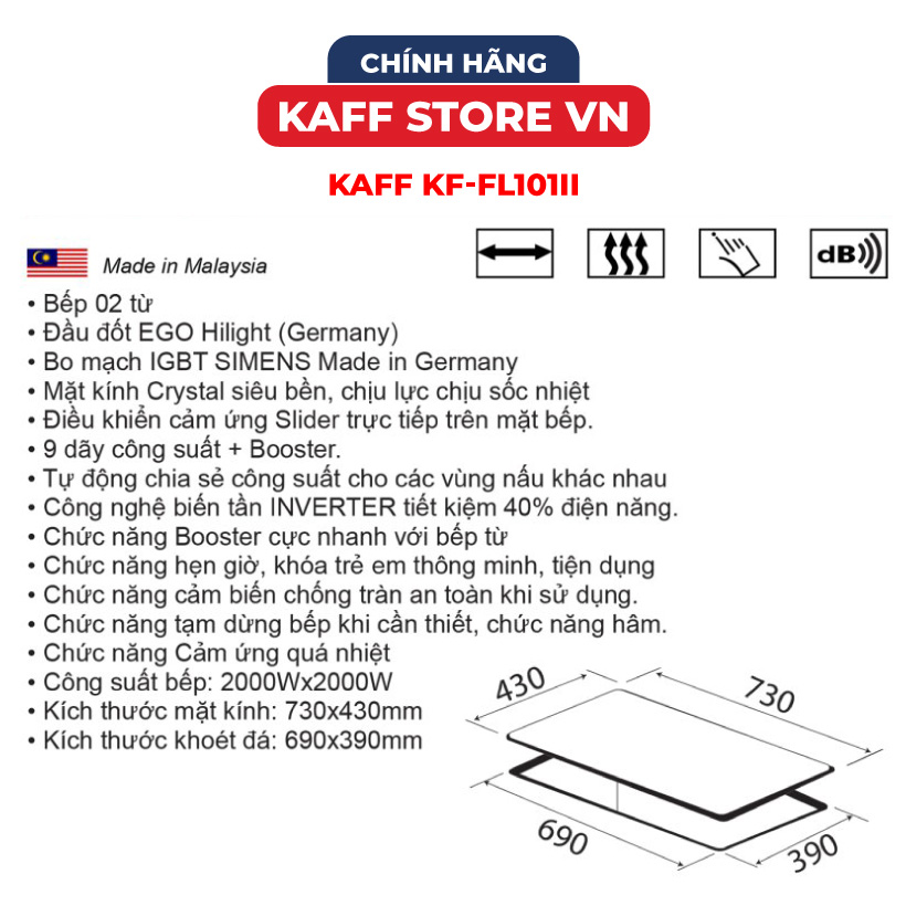 Bếp từ đôi cảm ứng Kaff KF-FL101II