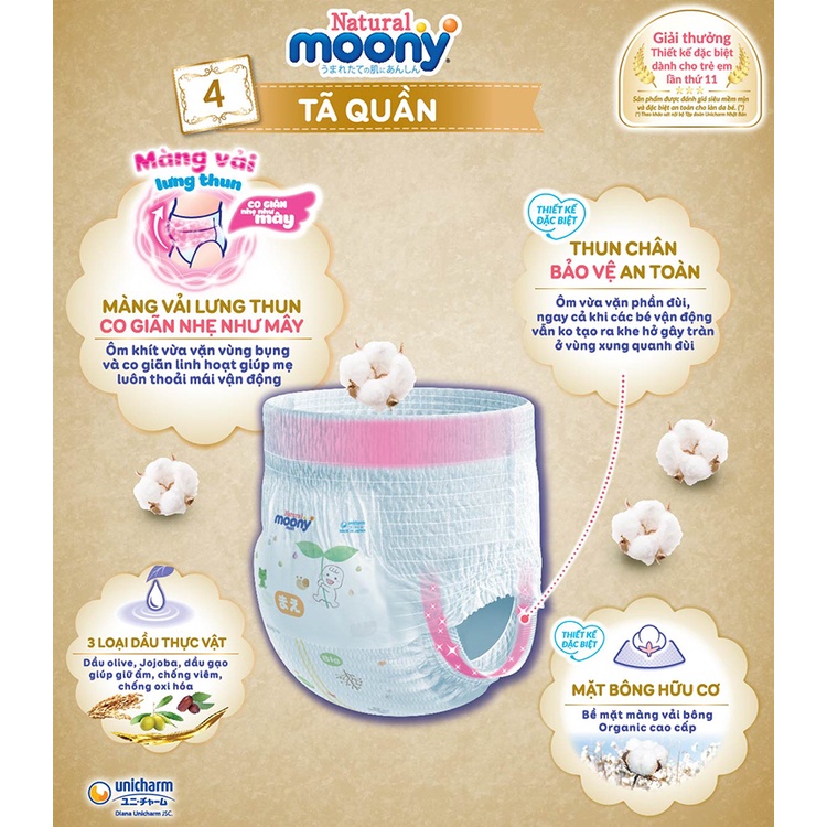 Tã Quần Moony Natural Bông Organic XL32 (32 Miếng)