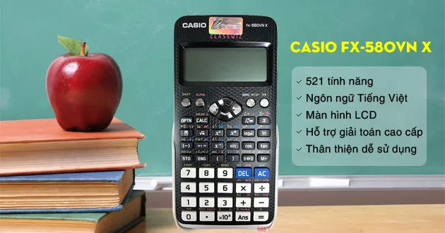 Máy Tính Casio FX-580VN X Dành Cho Học Sinh Cấp 2 Cấp 3 .Máy Tính Casio FX 580VN X . Màn hình LCD Độ Phân Giải Cao Nâng Cấp Chức Năng Giải Toán Tích Hợp