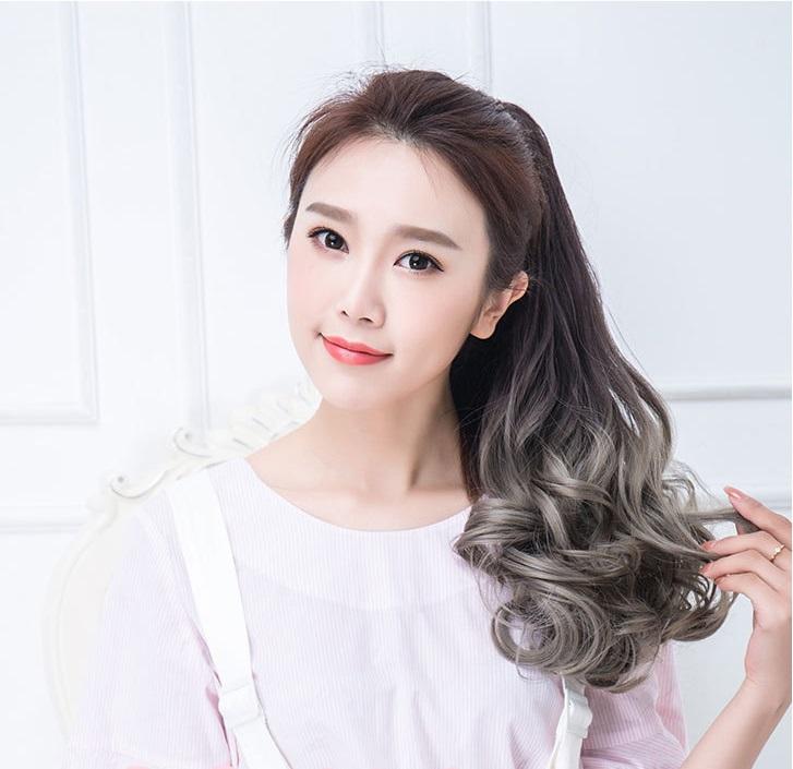 Tóc giả cột ombre C-KM06R, màu [tím nhạt] tóc giả nữ