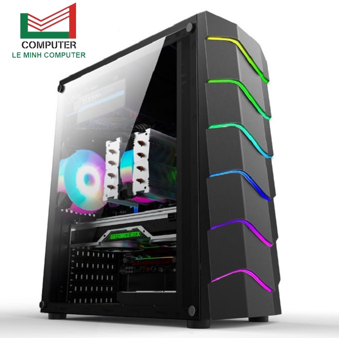 Vỏ case PC thùng máy tính chính hãng AAP WAVES Gaming Dãy LED RGB Hông