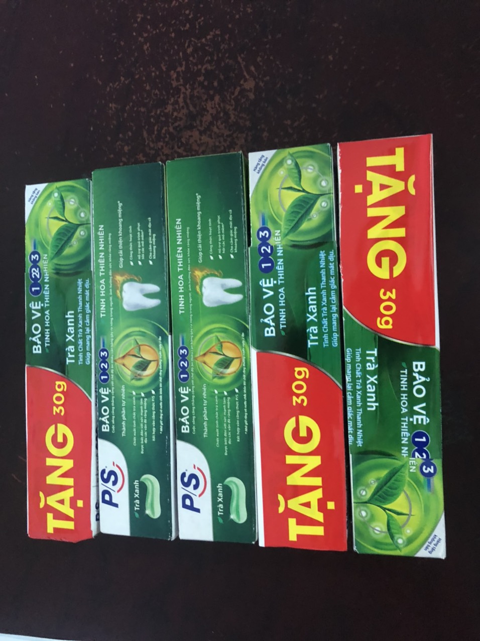 [HCM]( Au) Combo 05 típ Kem Đánh Răng P/S Trà Xanh 123 ( 30g / tuýp)
