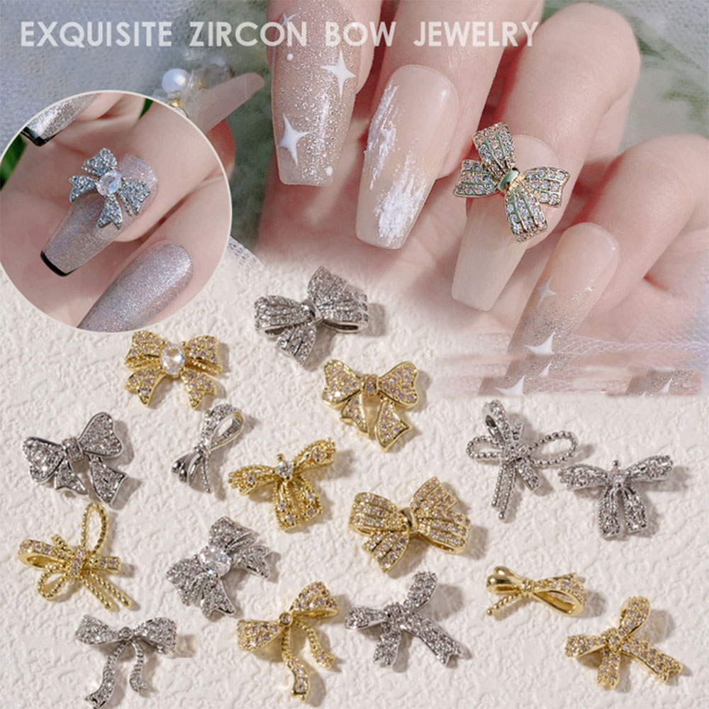 BAIXL Metal Luxury Charms 3D Nail Ornaments Manicure Accessories Nail Rhinestones DIY Nail Art Decorations Bowknots Jewelry