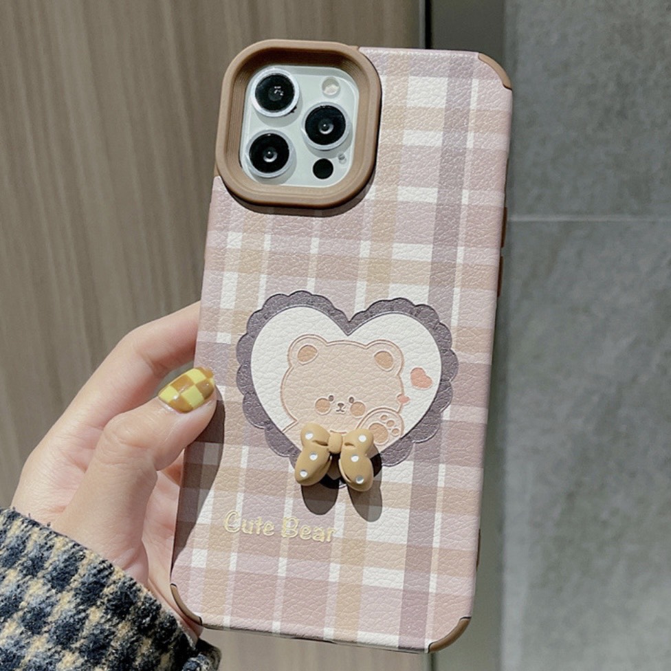 Ốp dẻo full viền gấu nâu caro