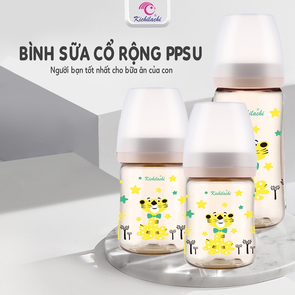 Bình sữa cổ rộng cho bé Kichilachi PPSU Cao cấp 170ml 270ml