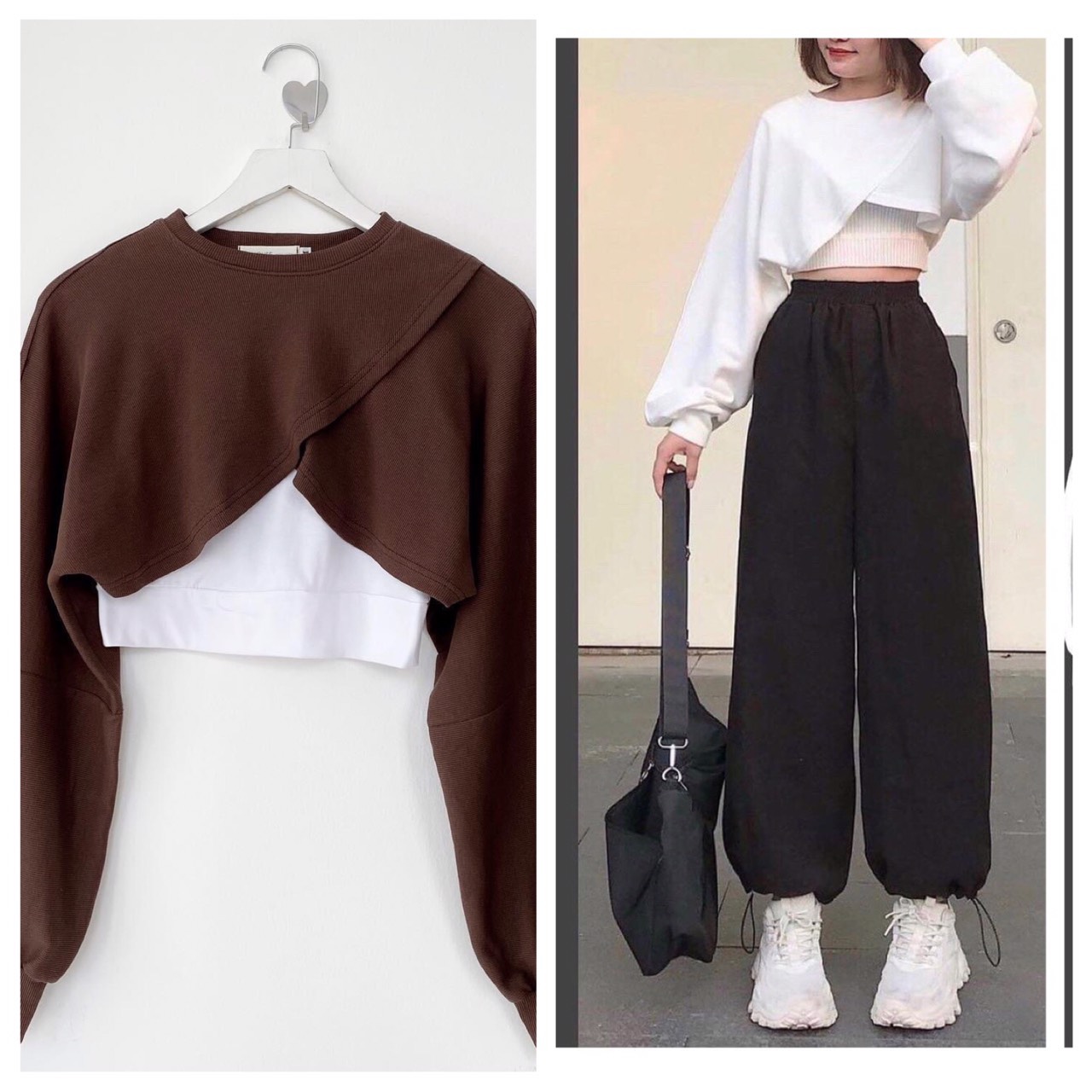 ☀️SET JOGGER RÚT DÂY + SET 2 món croptop đắp chéo