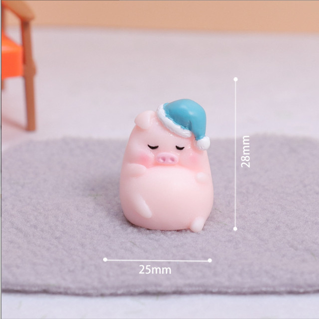 Mô hình heo con bed time decor bàn học, terrarium