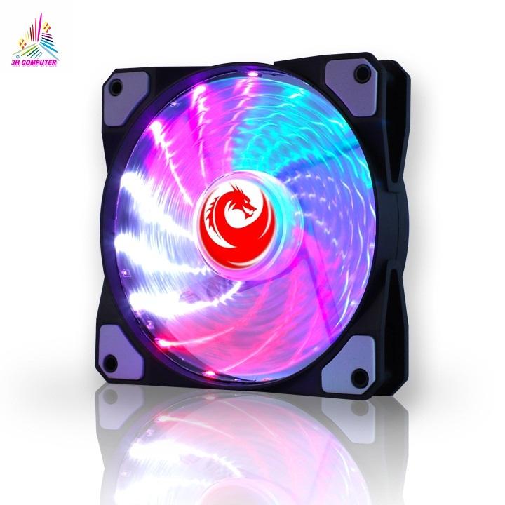 (HCMC) 12v radiator fan Case 12cm led 7 color 9 blades large air flow multi fan quiet no noise mattress anti-vibration