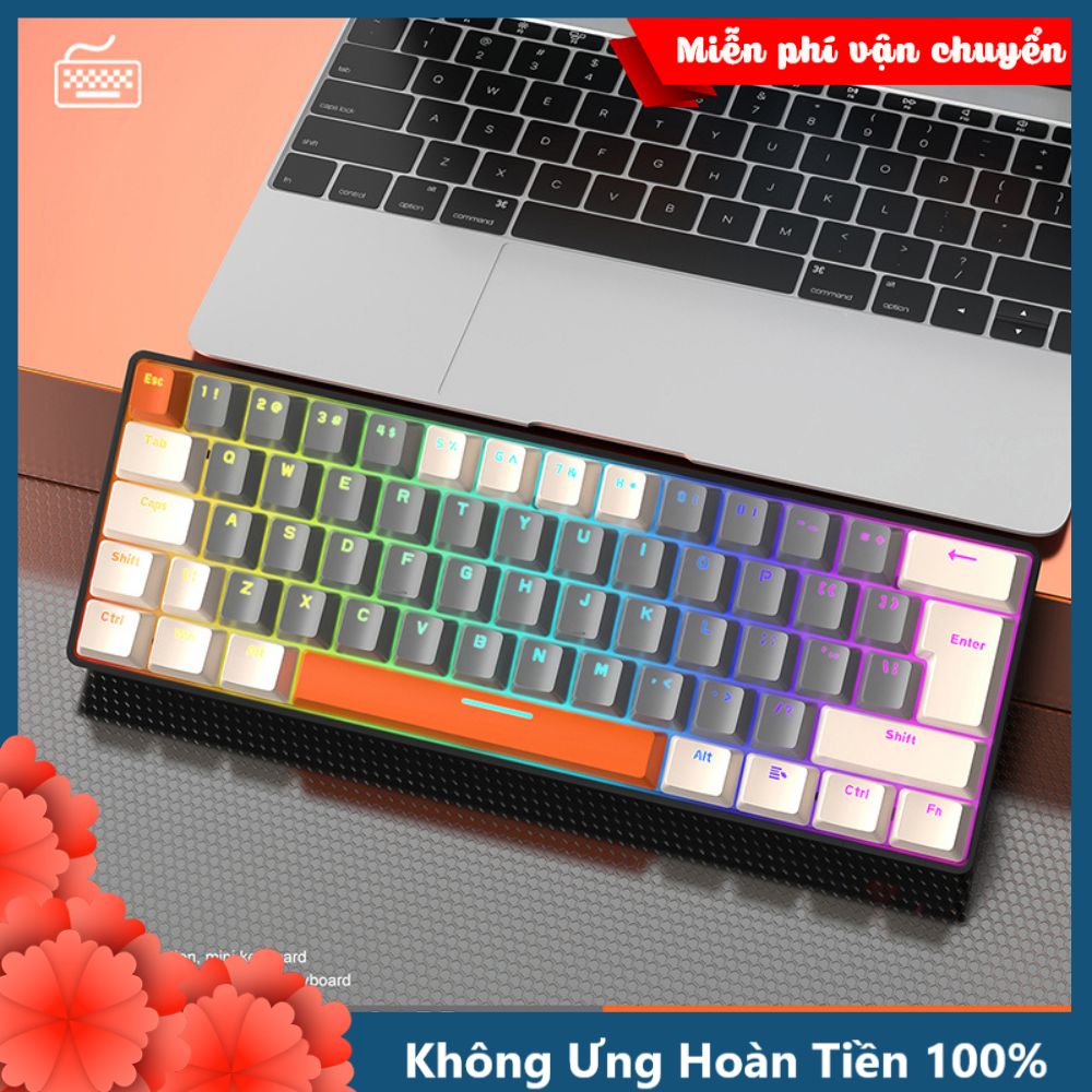 Bàn Phím Cơ RGB Led 18 Chế Độ Có Dây T60 Trục Cơ Red Switch Gõ Êm Giảm Ồn Layout 62 Phím Nhỏ Gọn Có HOTSWAP Cao Cấp Dùng Cho Máy Tính/ Laptop/ PC