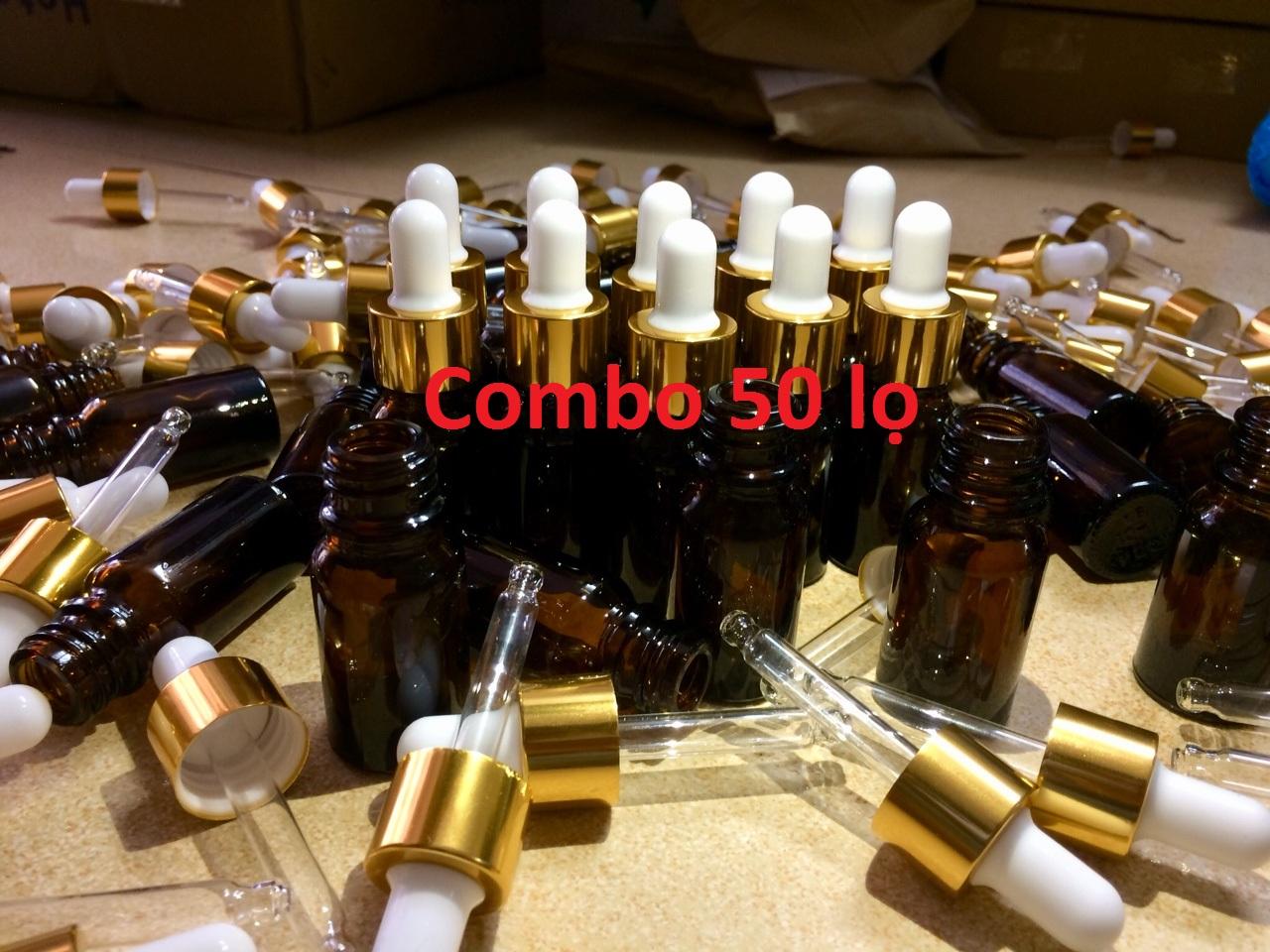 Combo 50 Lọ đựng tinh dầu nâu bóp giọt 10ml