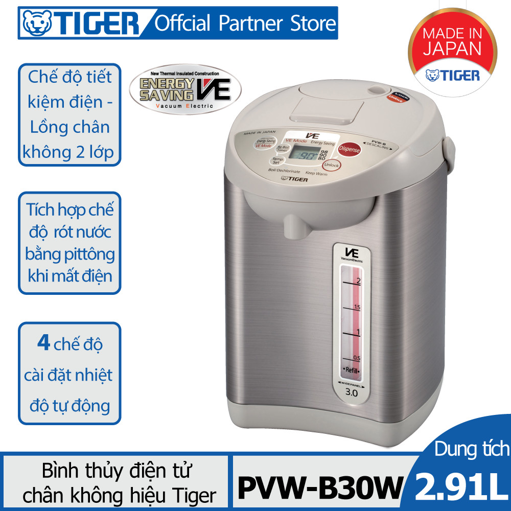 [Trả góp 0%]Bình thủy điện tử chân không Tiger PVW-B30W (3.0L)